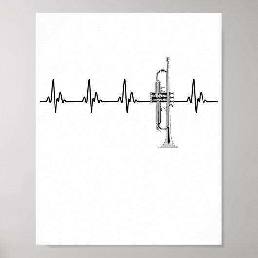 I Liebe Trumpet EKG Heartbeat Line Poster (Vorne)