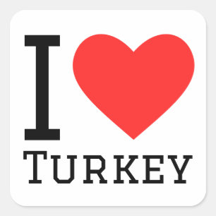 I Liebe Truthahn Quadratischer Aufkleber