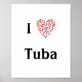 I Liebe Tuba Rotes Herz Musiknoten Poster