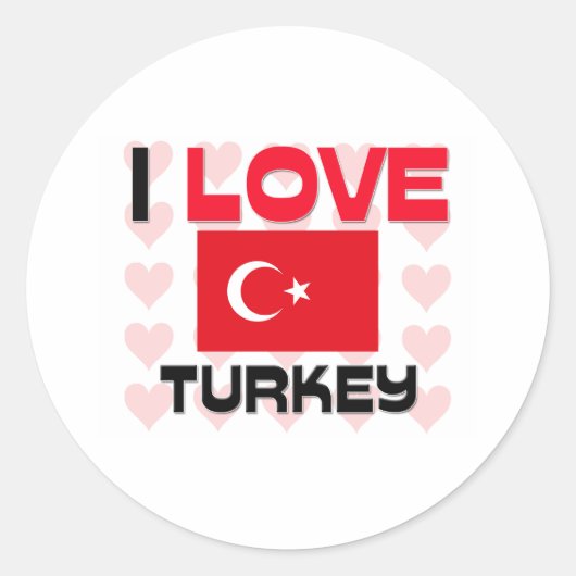 I Liebe Türkei Runder Aufkleber (Vorderseite)