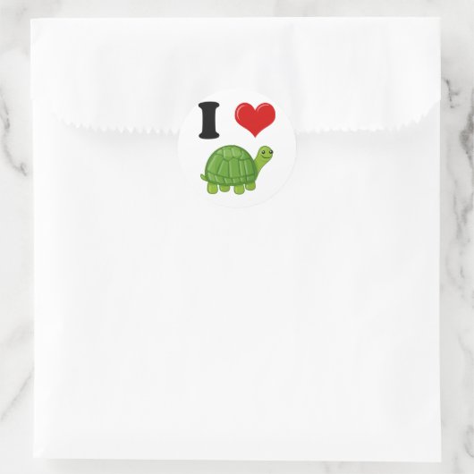 I Liebe Turtles Runder Aufkleber (Tasche)