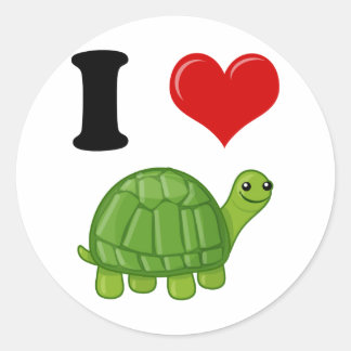 I Liebe Turtles Runder Aufkleber