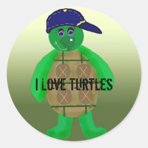 I Liebe Turtles Runder Aufkleber