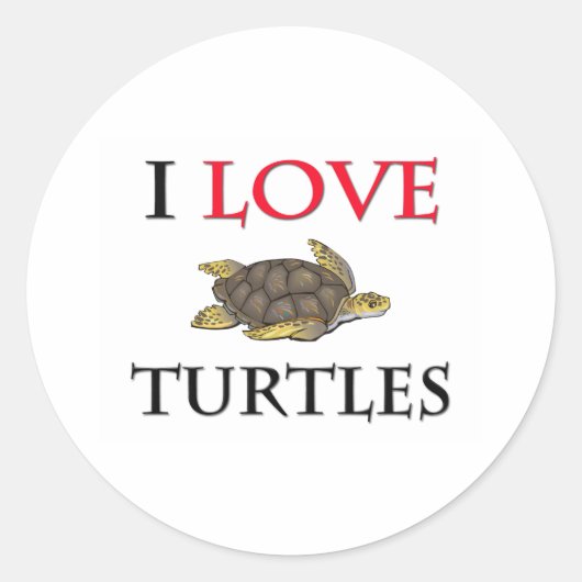 I Liebe Turtles Runder Aufkleber (Vorderseite)