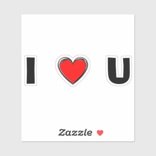 I LIEBE U "HERZ" AUFKLEBER (Blatt)