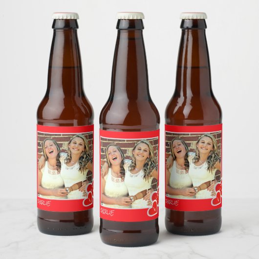 I Liebe U, Niedliche Herzen - Benutzerdefiniertes  Bierflaschenetikett (Flaschen)