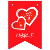 I Liebe U, Niedliche Herzen - Kundenspezifisches F Wimpelkette (Erste Fahne)