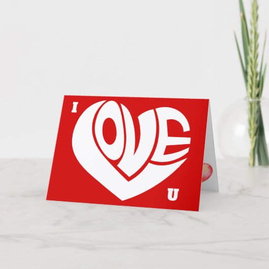 I Liebe U Retro Liebe Herztext Typografie Karte (Vorderseite)