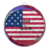 I Liebe U.S.A. Swirl: Patriotische Herzkunst Print Dartscheibe (vorne)