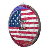 I Liebe U.S.A. Swirl: Patriotische Herzkunst Print Dartscheibe (Vorderseite rechts)