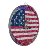 I Liebe U.S.A. Swirl: Patriotische Herzkunst Print Dartscheibe (Vorderseite Links)