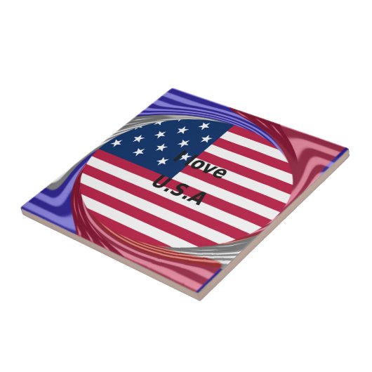 I Liebe U.S.A. Swirl: Patriotische Herzkunst Print Fliese (Seite)