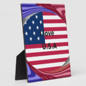 I Liebe U.S.A. Swirl: Patriotische Herzkunst Print Fotoplatte (Seite)