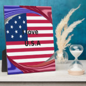 I Liebe U.S.A. Swirl: Patriotische Herzkunst Print Fotoplatte (Seite)