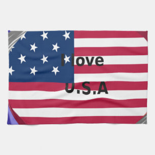 I Liebe U.S.A. Swirl: Patriotische Herzkunst Print Handtuch