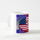 I Liebe U.S.A. Swirl: Patriotische Herzkunst Print Kaffeetasse (Vorderseite Links)
