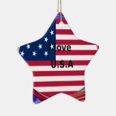 I Liebe U.S.A. Swirl: Patriotische Herzkunst Print Keramikornament (Rechts)