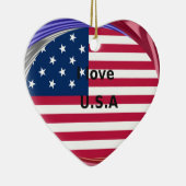 I Liebe U.S.A. Swirl: Patriotische Herzkunst Print Keramikornament (Rechts)