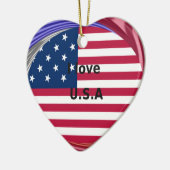I Liebe U.S.A. Swirl: Patriotische Herzkunst Print Keramikornament (Links)