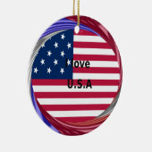 I Liebe U.S.A. Swirl: Patriotische Herzkunst Print Keramikornament (Rechts)