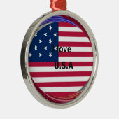 I Liebe U.S.A. Swirl: Patriotische Herzkunst Print Ornament Aus Metall (Rechts)