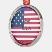 I Liebe U.S.A. Swirl: Patriotische Herzkunst Print Ornament Aus Metall (Links)