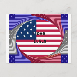 I Liebe U.S.A. Swirl: Patriotische Herzkunst Print Postkarte