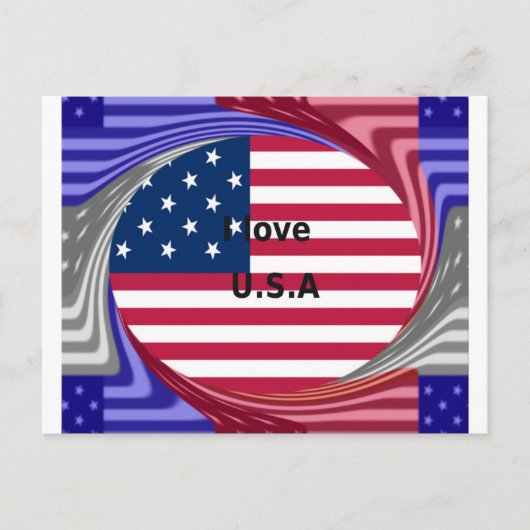 I Liebe U.S.A. Swirl: Patriotische Herzkunst Print Postkarte (Vorderseite)