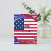 I Liebe U.S.A. Swirl: Patriotische Herzkunst Print Postkarte (Stehend Vorderseite)
