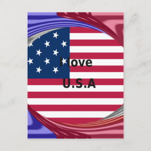 I Liebe U.S.A. Swirl: Patriotische Herzkunst Print Postkarte