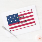 I Liebe U.S.A. Swirl: Patriotische Herzkunst Print Rechteckiger Aufkleber (Umschlag)