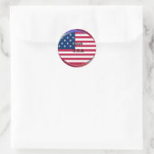 I Liebe U.S.A. Swirl: Patriotische Herzkunst Print Runder Aufkleber (Tasche)