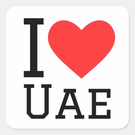 I Liebe uae Quadratischer Aufkleber (Vorderseite)