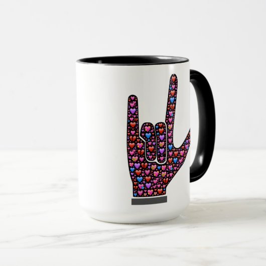 I Liebe übergeben Sie die Zeichen, die mit emoji Tasse (VorderseiteRechts)