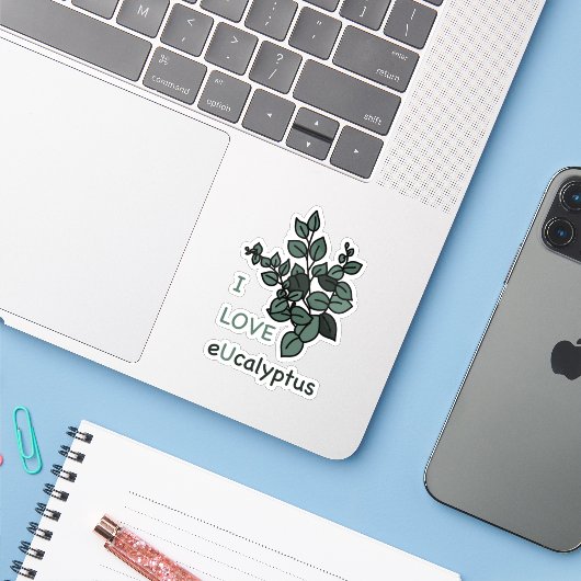 I LIEBE Ucalyptus Sticker (Laptop mit iPhone)