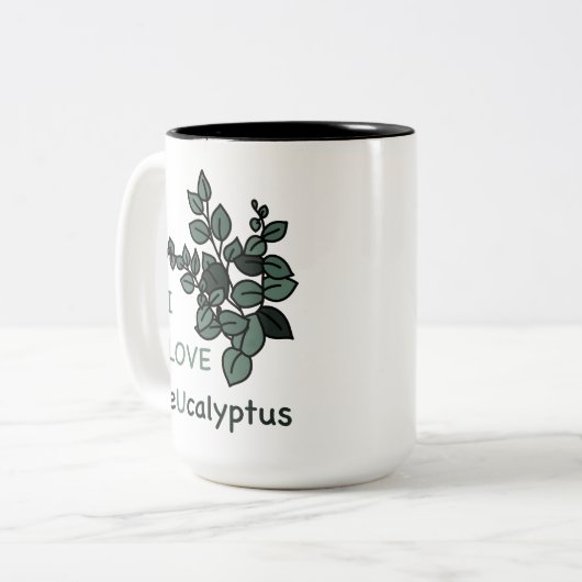 I LIEBE Ucalyptus Zweifarbige Tasse (Vorderseite Links)