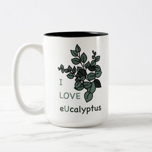 I LIEBE Ucalyptus Zweifarbige Tasse (Links)