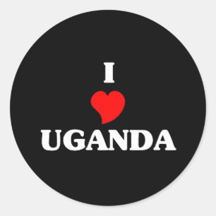 I Liebe Uganda Runder Aufkleber