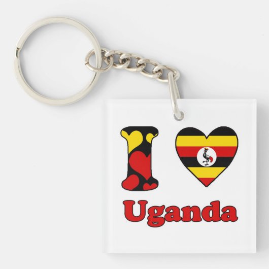 I Liebe Uganda Schlüsselanhänger (Vorderseite)