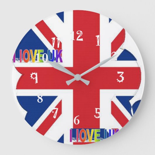 I Liebe UK Art Print Große Wanduhr (Vorderseite)