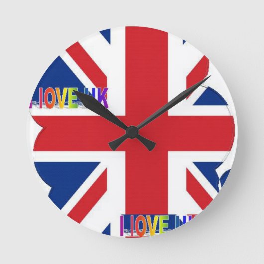 I Liebe UK Art Print Runde Wanduhr (Vorderseite)