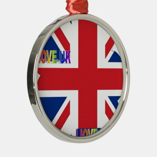 I Liebe UK Art Print Silbernes Ornament (Rechts)