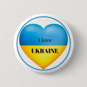 I Liebe Ukraine Blauer Gelber Button Button (Vorderseite)