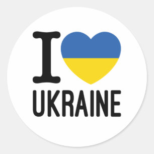 I Liebe Ukraine Herzliche ukrainische Flagge Runder Aufkleber