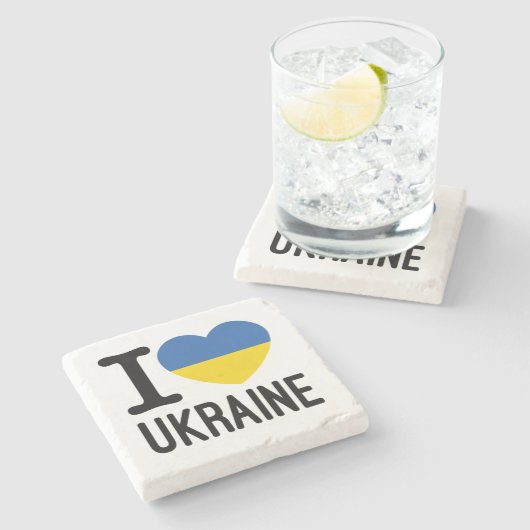 I Liebe Ukraine Herzliche ukrainische Flagge Steinuntersetzer (Seitenansicht)