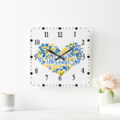I. Liebe Ukraine inspirierendes Zitatherz Quadratische Wanduhr (Zuhause)