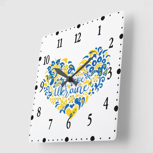 I. Liebe Ukraine inspirierendes Zitatherz Quadratische Wanduhr (Winkel)
