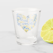 I. Liebe Ukraine inspirierendes Zitatherz Schnapsglas (Rückseite)