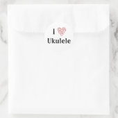 I Liebe Ukulele Rotes Herz Musiknoten Runder Aufkleber (Tasche)