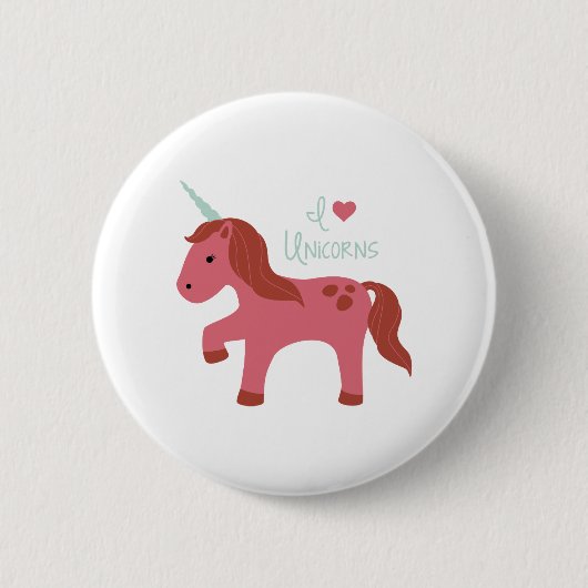 I Liebe Unicorns Button (Vorderseite)